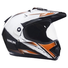 CASCO BKR CROSS CALLE BCO NARANJA GRAFICO BEAT Brotherhood Biker Store